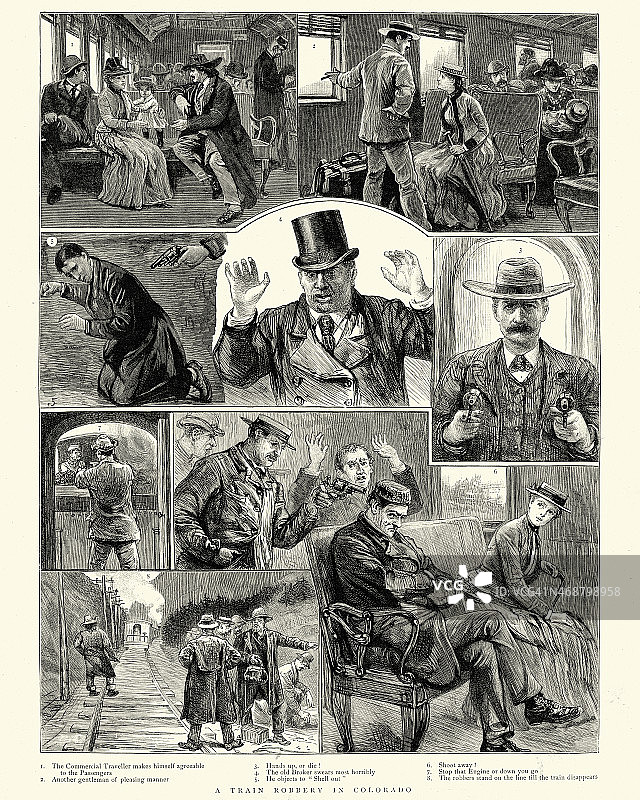 1891年在美国科罗拉多州发生的狂野西部火车劫案图片素材