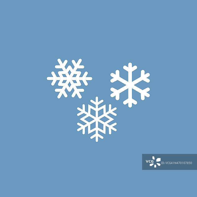 雪花图标，白色的蓝色背景图片素材