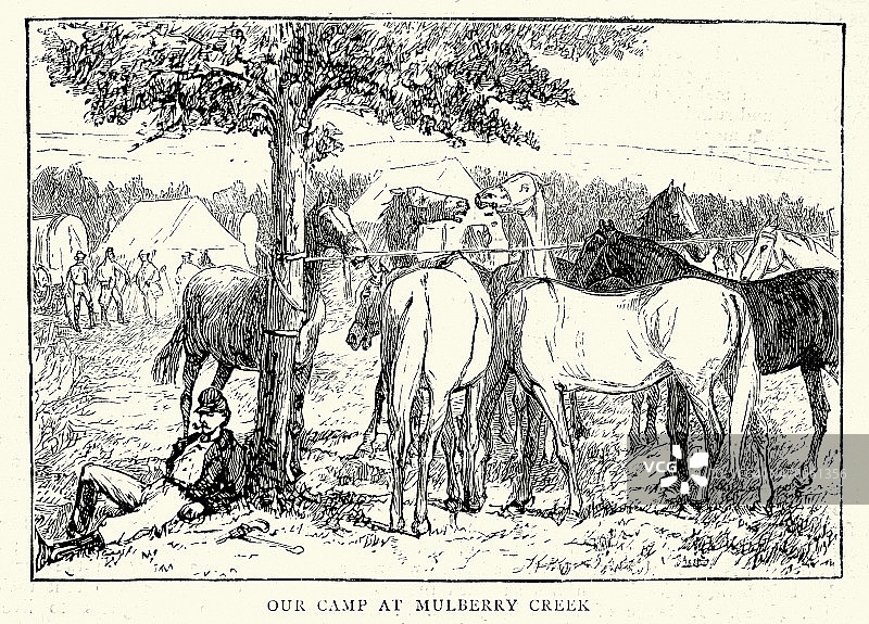 美国远西-桑树溪营地1874年图片素材