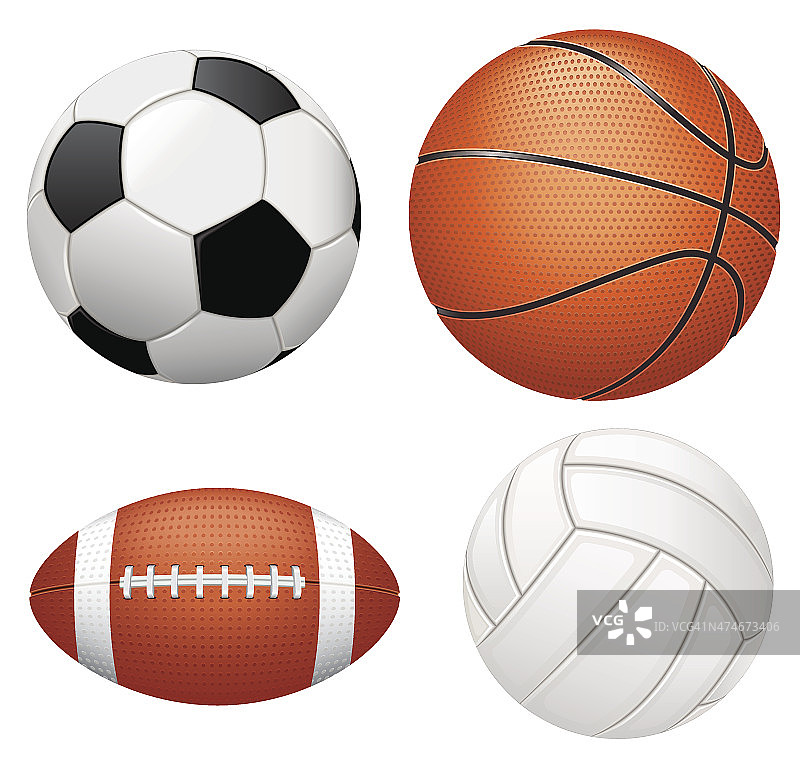 运动球在白色的背景图片素材
