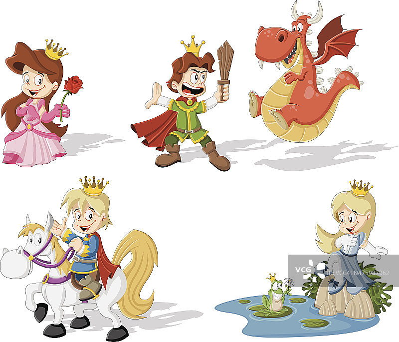 卡通公主和王子图片素材