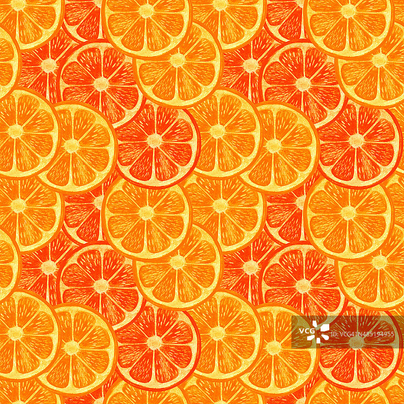 水彩无缝图案与橙子图片素材
