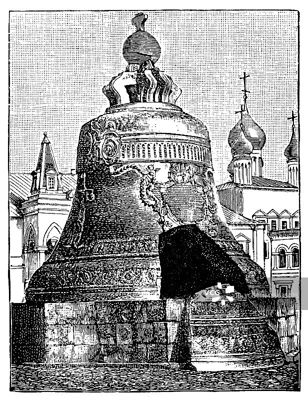 莫斯科大钟的古董插图图片素材