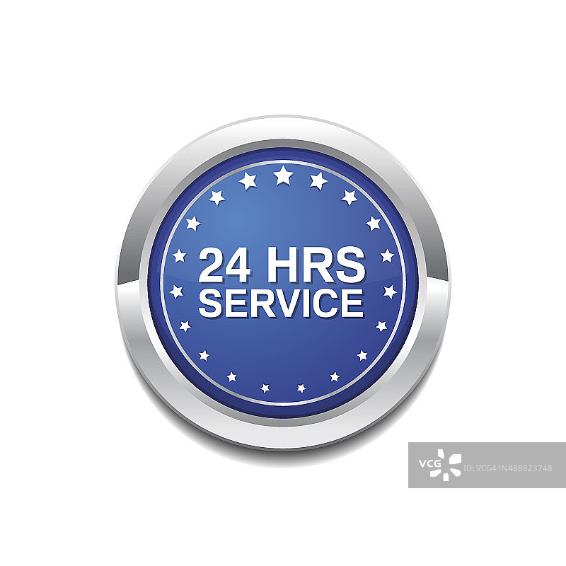 24小时服务蓝色矢量图标按钮图片素材