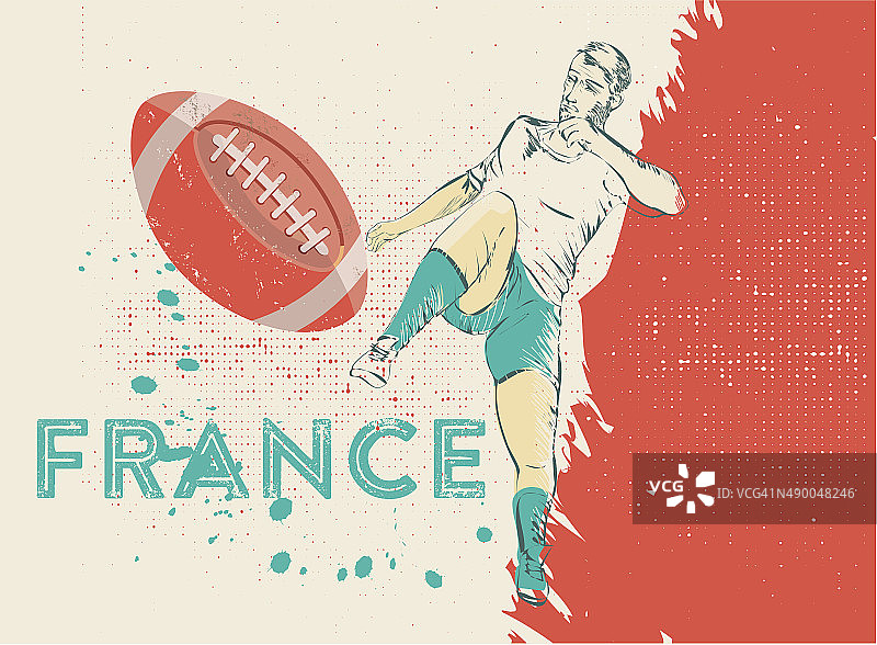 法国老式橄榄球插图图片素材