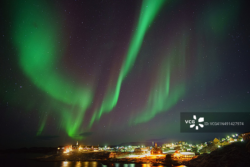 极光,格陵兰岛伊卢利萨特图片素材