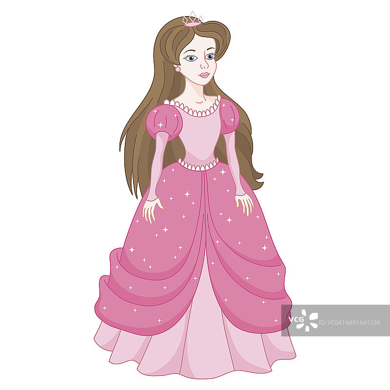 穿着粉红亮片裙的温柔公主图片素材