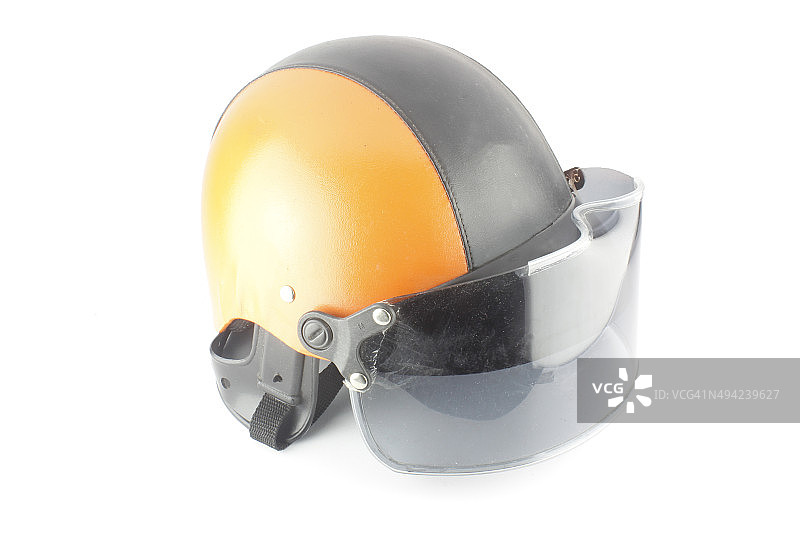 橙黑色摩托车头盔图片素材