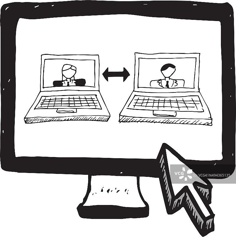 电脑屏幕上的视频聊天涂鸦图片素材