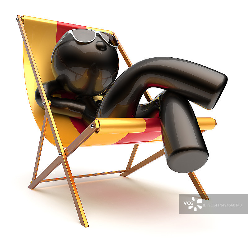 男人无忧无虑放松凉爽海滩甲板椅子夏天户外图片素材