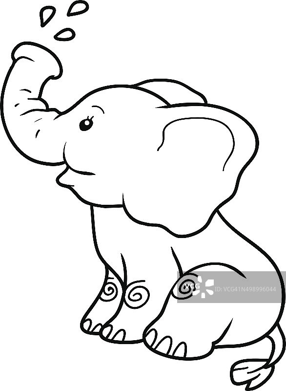 儿童涂色书:大象图片素材