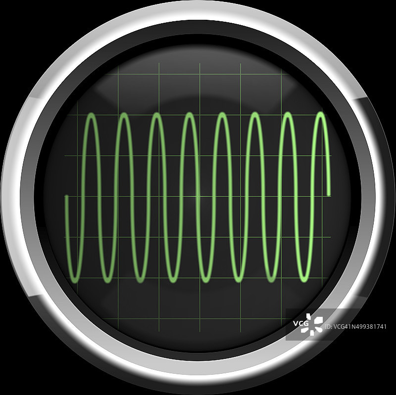 示波器屏幕上的正弦信号以绿色音调显示图片素材
