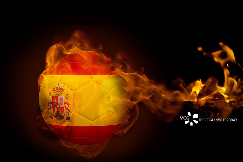西班牙足球被大火包围图片素材