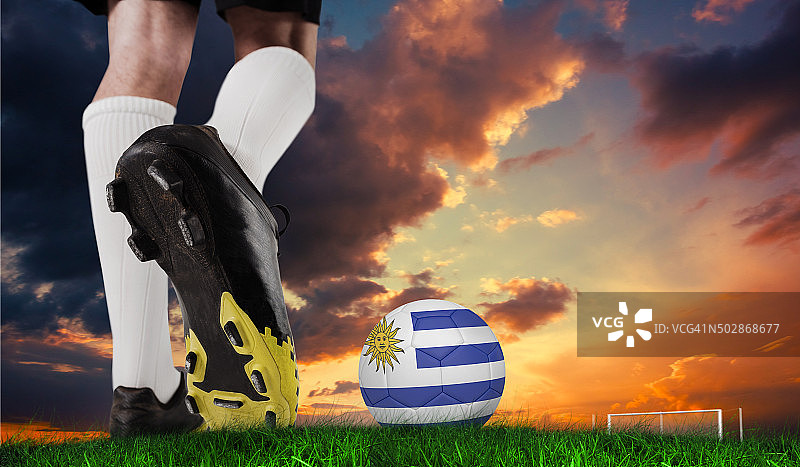 合成图像的足球靴踢乌拉圭球图片素材