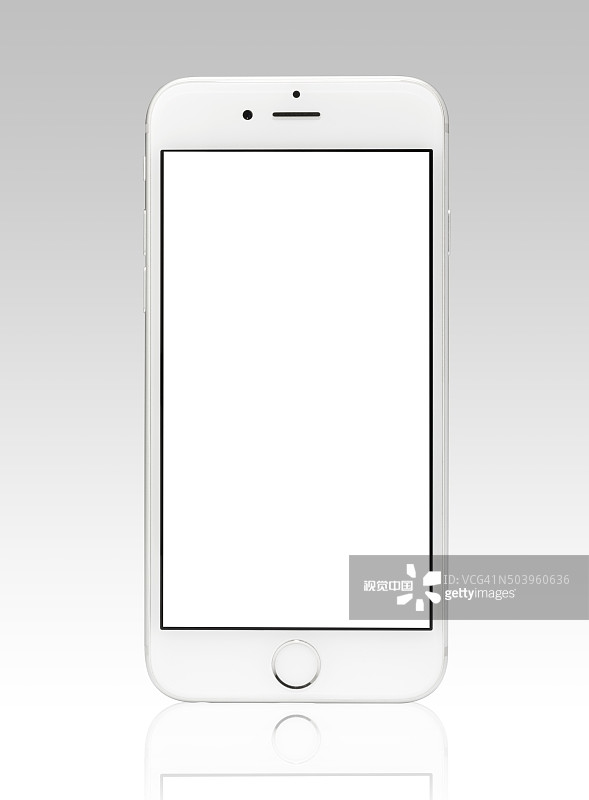 银色iPhone 6孤立在白色与空白屏幕图片素材