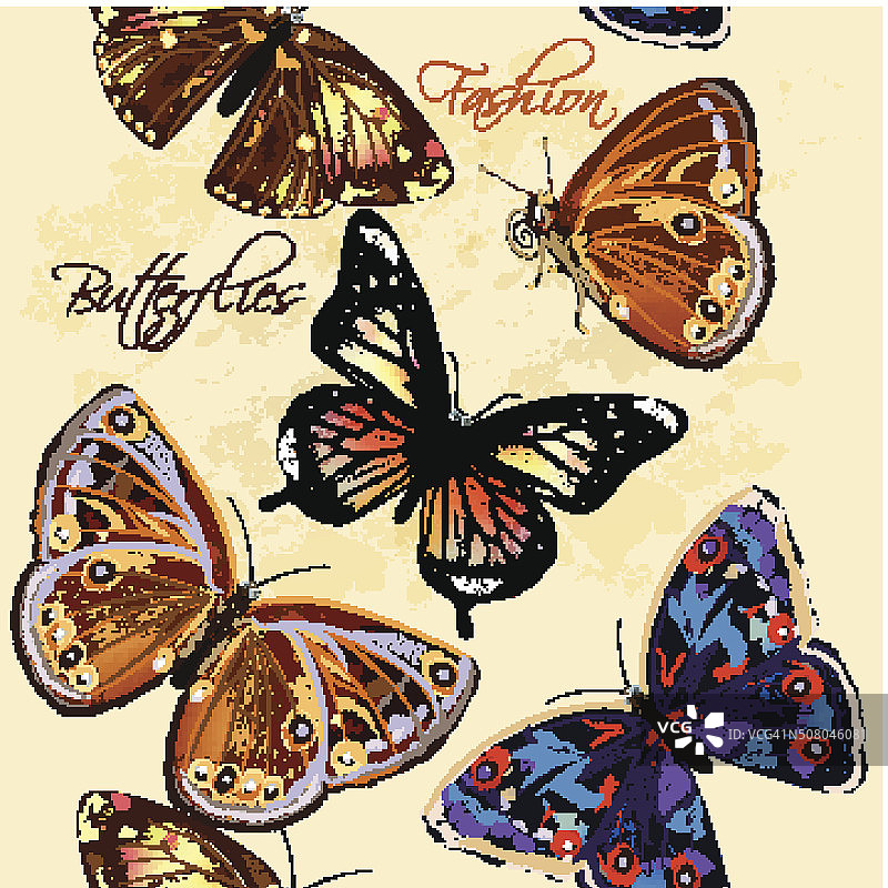 美丽的无缝墙纸图案与蝴蝶图片素材