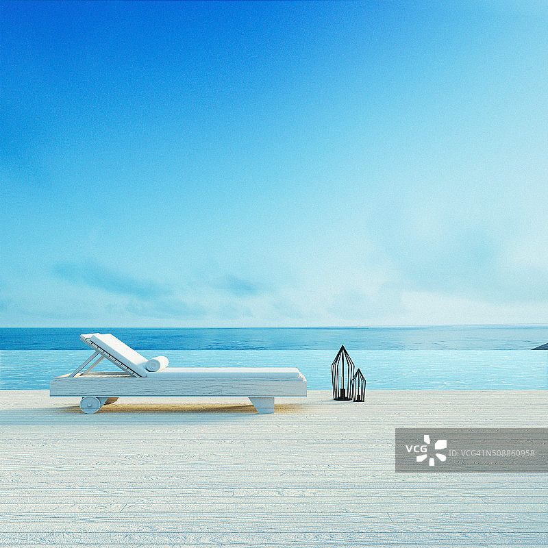 海滩休息室-阳光甲板上的海景图片素材