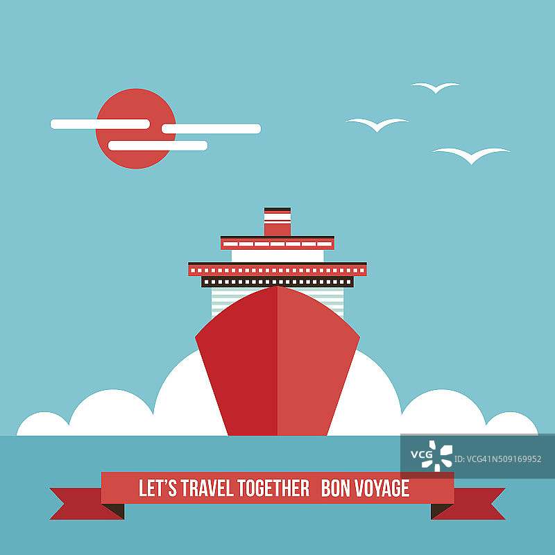 色彩斑斓的邮轮背景旅游度假概念图片素材