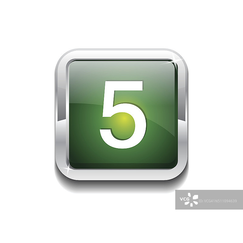 5数字圆角矩形矢量绿色Web图标按钮图片素材