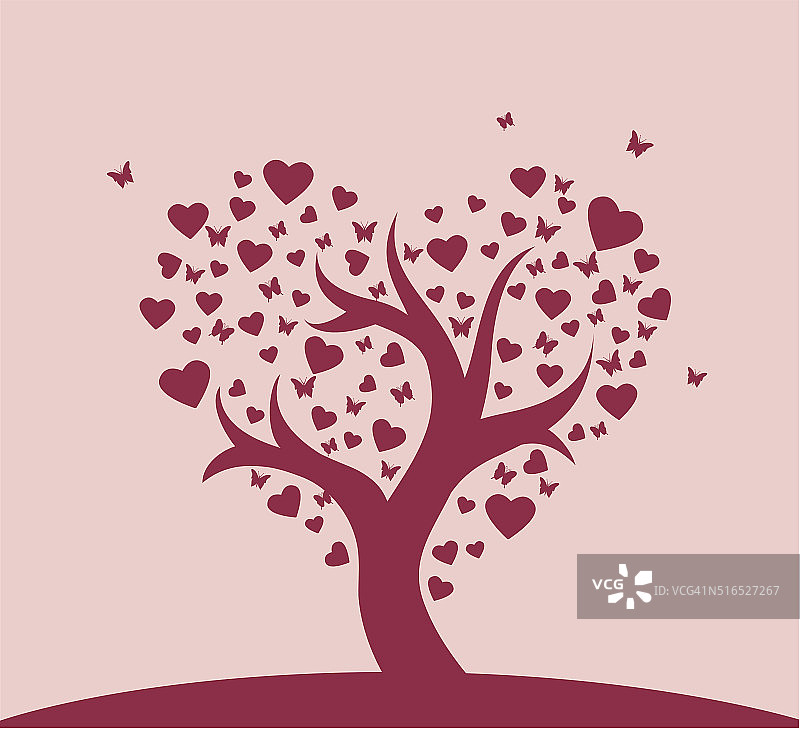 矢量插图的爱情树图片素材