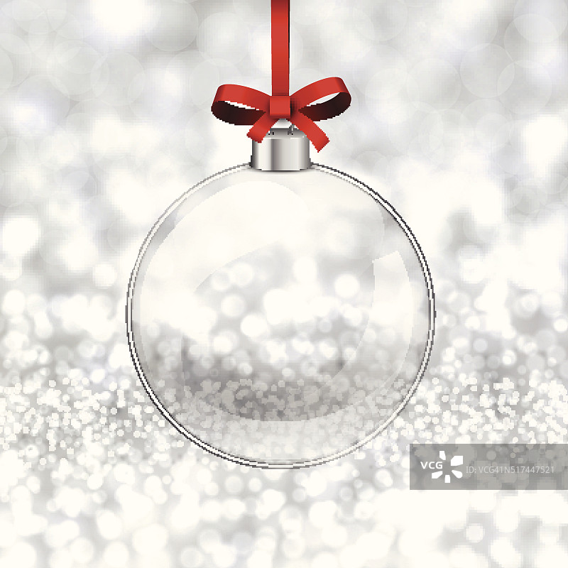 银色圣诞背景与玻璃球。图片素材