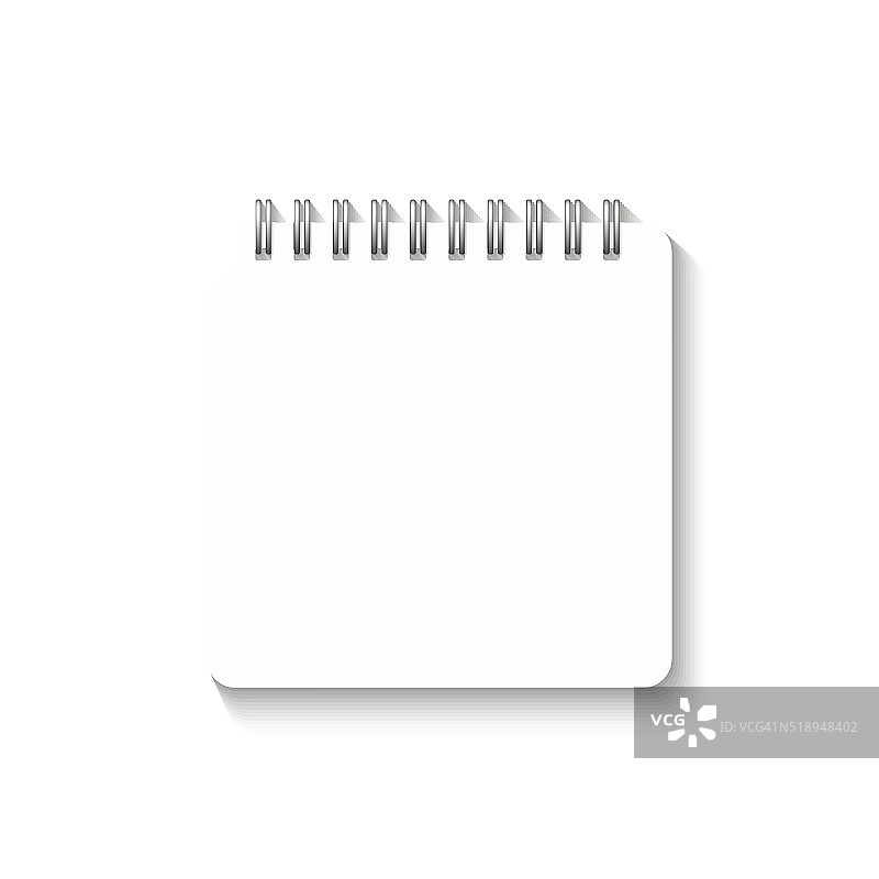 模板与螺旋笔记本孤立在白色背景。学校的日记。图片素材