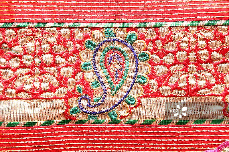 印度纱丽布织物质地图片素材