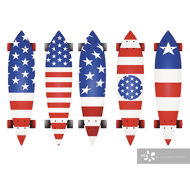 矢量插图的美国国旗长板图片素材