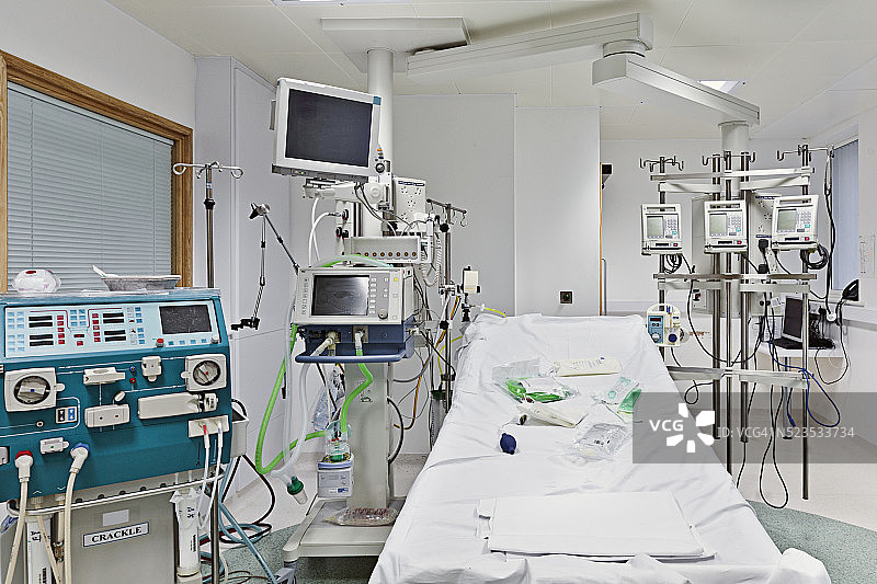 英国医院重症监护病床空着图片素材