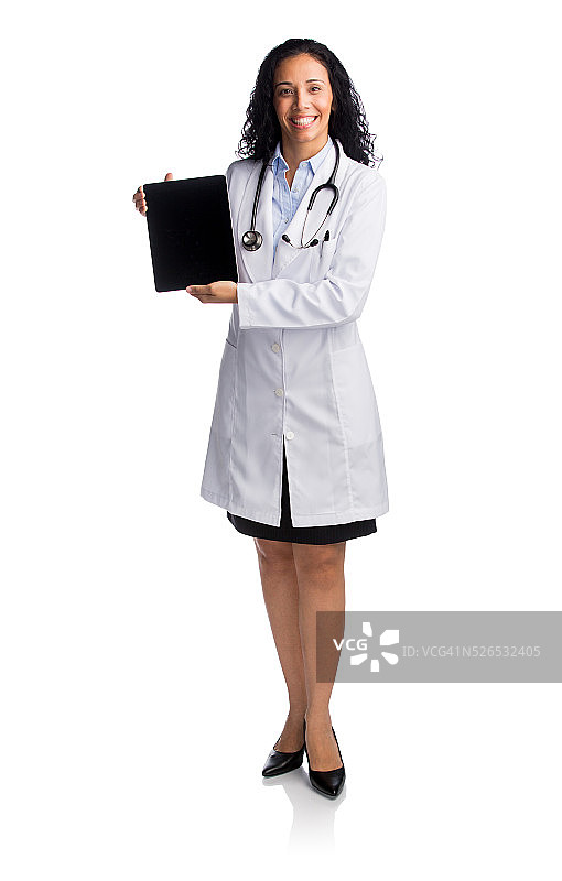 一名女医生正在展示数码平板电脑图片素材