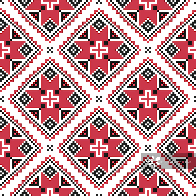 乌克兰传统民间编织红色刺绣图案图片素材