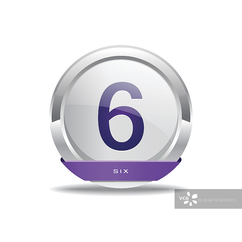6数字圆形矢量紫色Web图标按钮图片素材