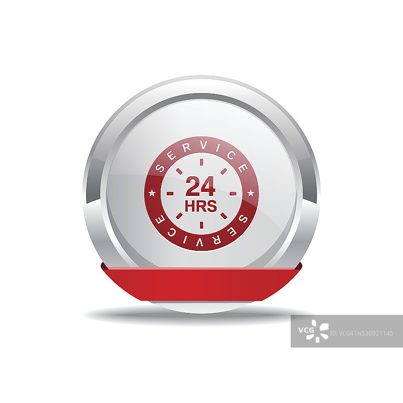 24小时服务红色矢量图标按钮图片素材