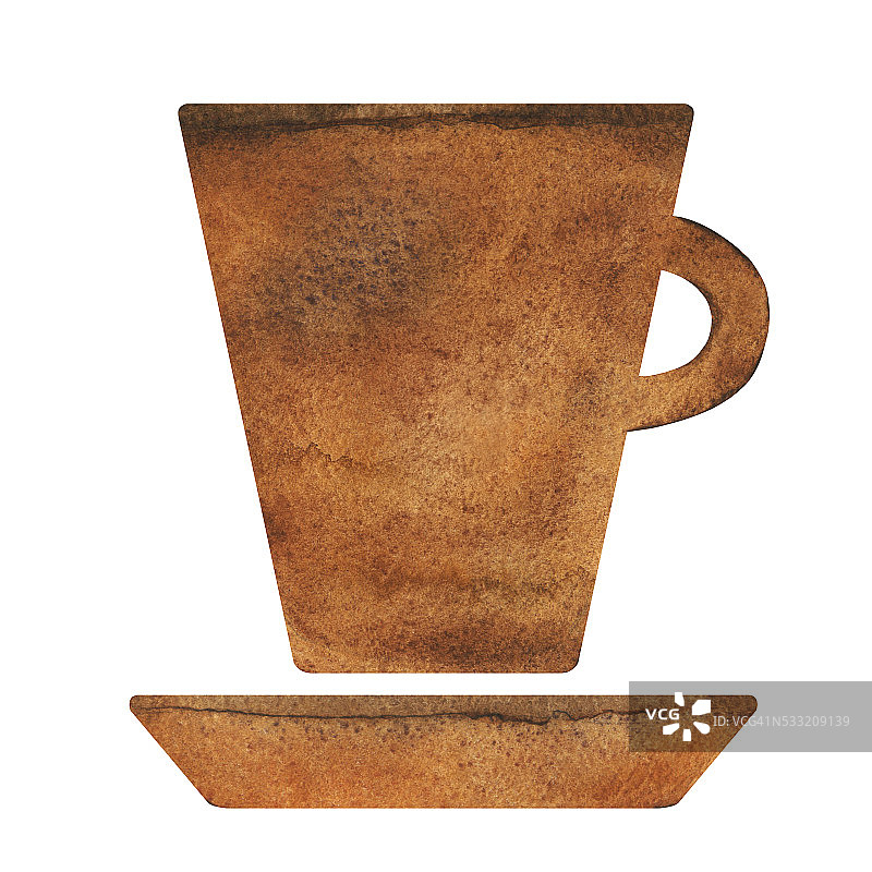 水彩茶杯、咖啡杯配茶碟图片素材