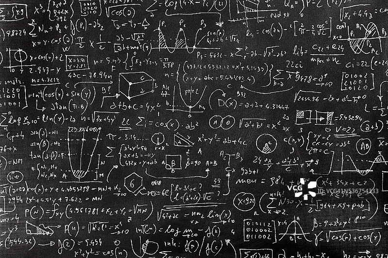 黑板上非常复杂的数学公式图片素材