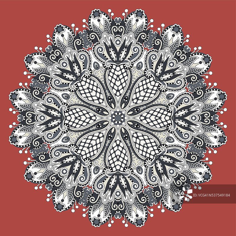 曼荼罗，圆装饰印度精神的莲花流象征图片素材