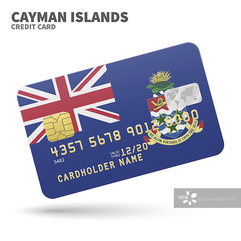 信用卡与开曼群岛旗帜背景银行，介绍图片素材