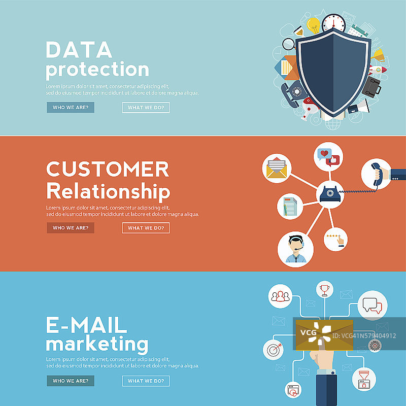 数据保护，E - Mail营销和客户关系。网络横幅广告图片素材