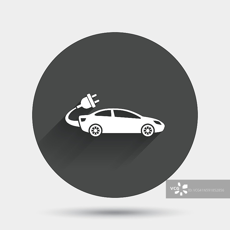 电动汽车标志图标。轿车轿车的象征。图片素材