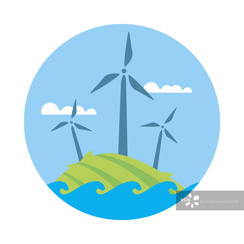 风力发电旗帜。生态能源发电图片素材