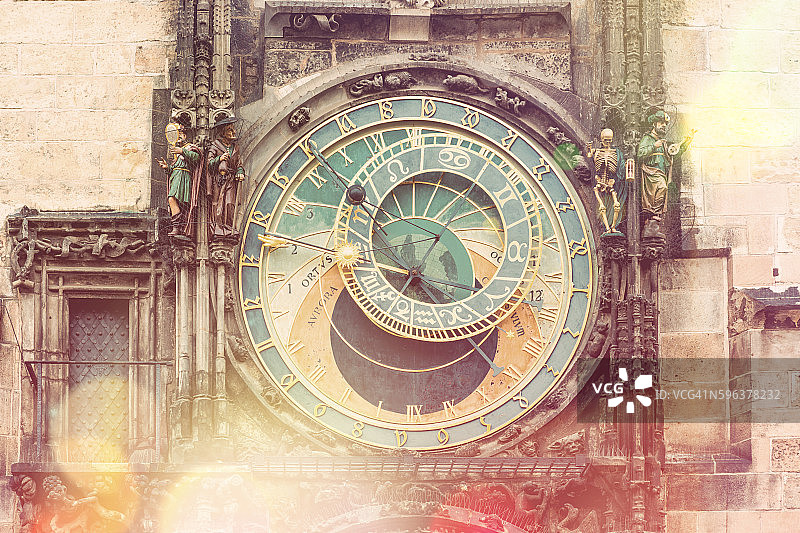 布拉格天文钟(Orloj) -复古风格图片素材