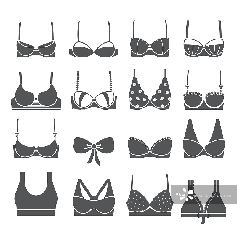 不同类型的胸罩矢量符号图片素材