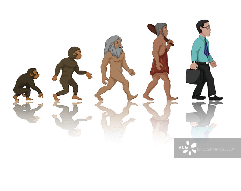 人类从猿进化到人的概念图片素材