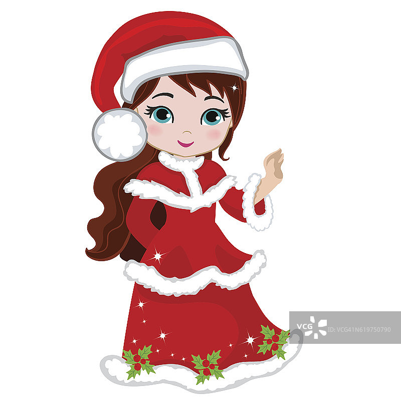 美丽的冬季圣诞公主插图。图片素材