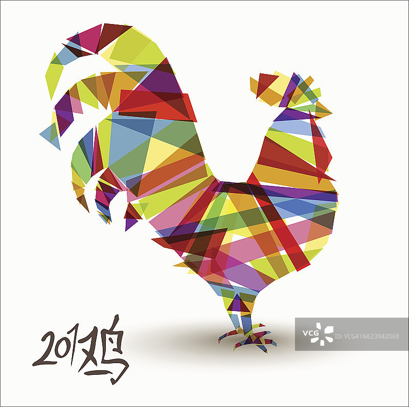 中国鸡年抽象色彩设计图片素材