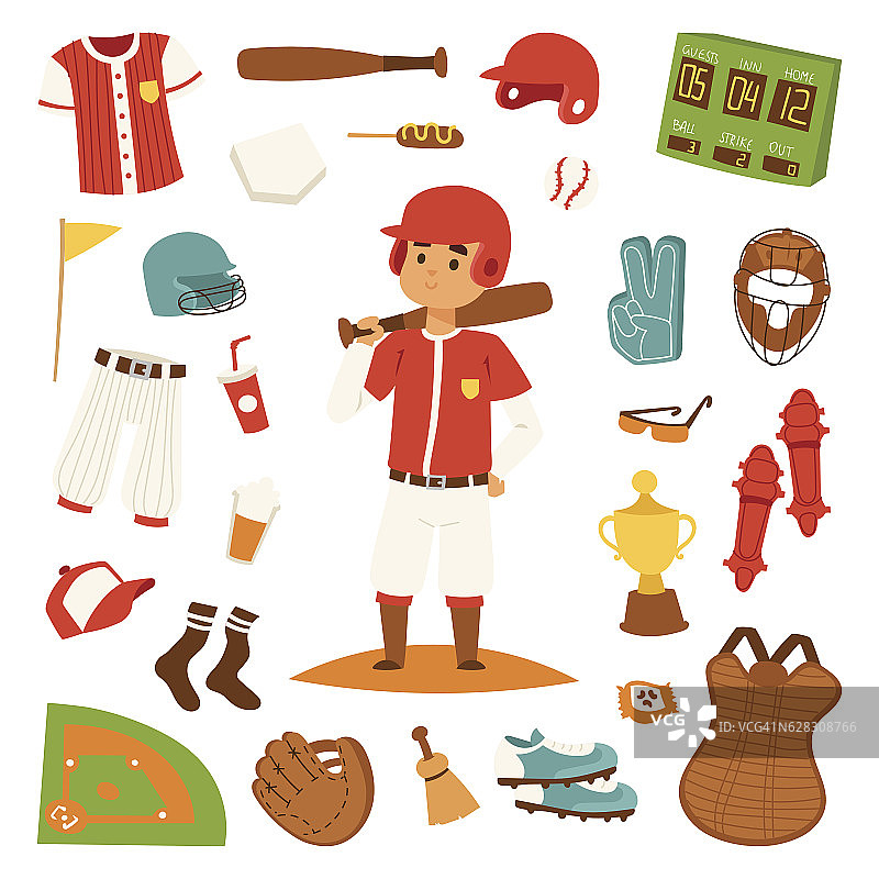 卡通棒球运动员图标击球矢量设计图片素材