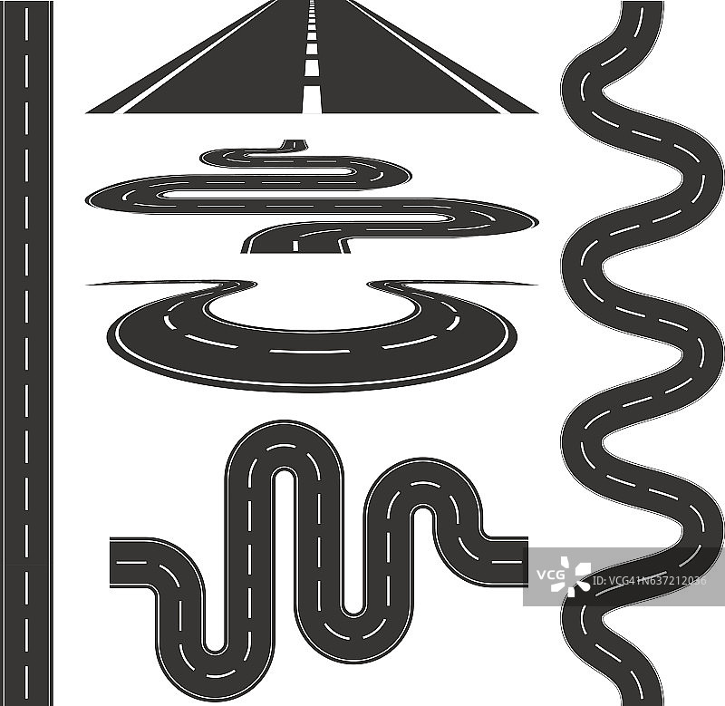 道路和高速公路图标设置矢量插图图片素材