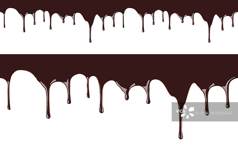 融化的巧克力糖浆泄漏在白色背景矢量无缝插图图片素材
