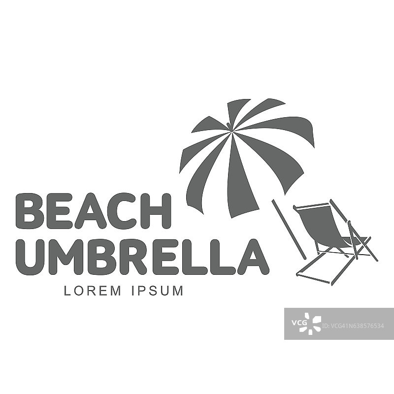 模板与海滩伞和日光浴躺椅图片素材