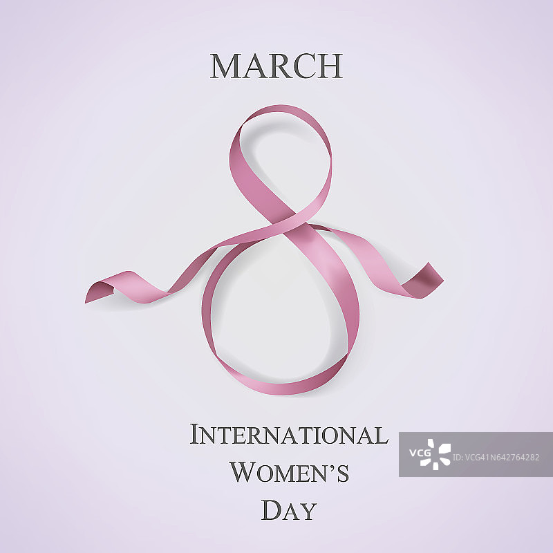 国际妇女节的模板与粉红色的丝带。矢量插图。图片素材